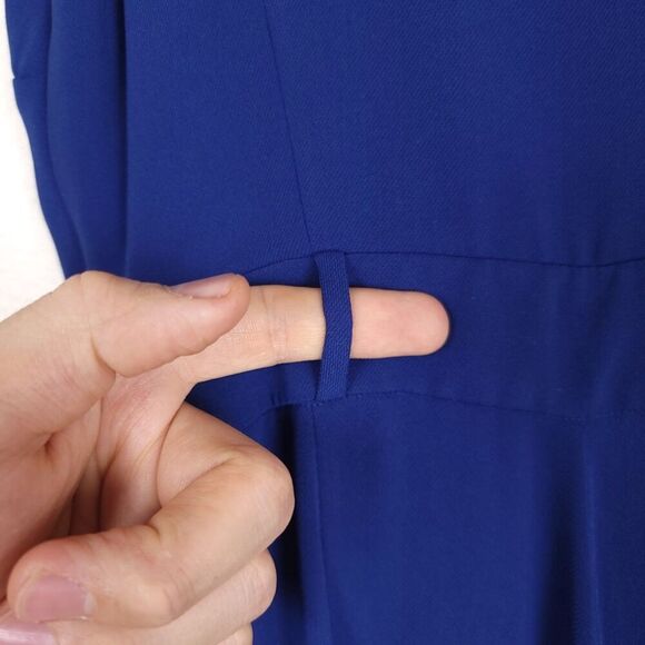 MARCIANO Guess Kaidy Draped Collar Pleated Wide Leg Crepe Jumpsuit Career 0 Blue - Picture 7 of 11